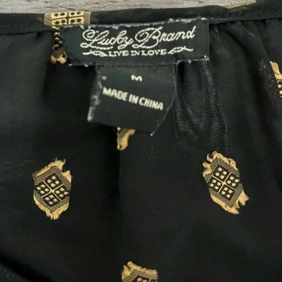 Lucky brand  black/ gold sheer women’s top size medium - Picture 2 of 6